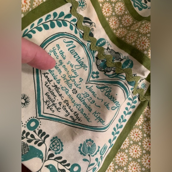 Vintage Waverly Bonded Glosheen Half Apron Marriage Blessing MCM￼ Ricrac 70s ? - Picture 10 of 16